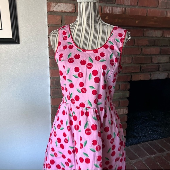 Loungefly Stitch Shoppe x Coca-Cola Olivia Cherry Print Sleeveless Dress Sz - Picture 3 of 9